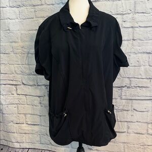 Chico’s Zenergy Short Cuffed Sleeve Jacket Zipper Collar Pockets Chicos 3 XL